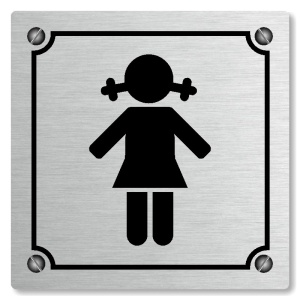 WC dívky, 100x100mm, stříbrná, Kansas